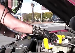 Rocky Angel Naked at the Car Wash and Gas Station