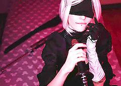 cosplay blowage Sloppy Suck big black cock with 2B
