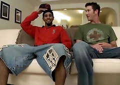 Ghetto boy gets gay blowjob from horny white guy