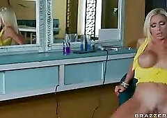 Busty blond was fucked hard in front of all her girl friends as a birthday gift