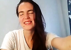 Recording of a web camera live show, hawt natural russian beauty is masturbating her large unshaved vagina until this babe cumming with a large enjoym