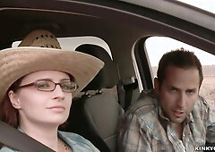 Bound hitchhiker ass fucking toyed in desert