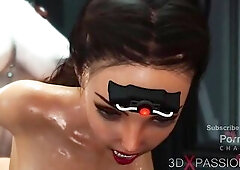 Youthful large titties brunette hair has coarse anal sex with sex transsexual robot