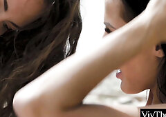 Buxom lesbians act on instant attraction & fuck each other