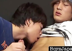 Japanese twink sucks his buddies cock and spreads his legs wide