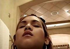 Asian Shemale Jerking In A Tub