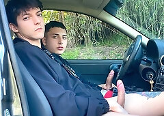 Ride Share Hookup: Horny Twink Picks Up Sexy Passenger And They End Up Fucking Raw With Uriel Simon And Dylan Segundo