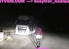 teasing a truck driver for his cum