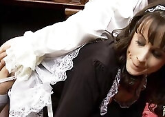 Gorgeous maid gets her cunt cheerful with a weenie and tongue