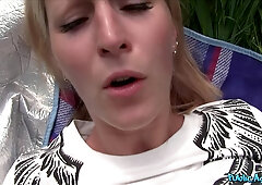 Watch this amateur babe bounce her boobs while taking a hard dick in public