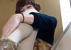 japanese crossdresser pantyhose tights lightgray