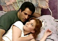 Redhead teen gets large rod in her constricted hairless cunt