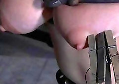 Bound woman gets her big tits tortured hard BDSM porn