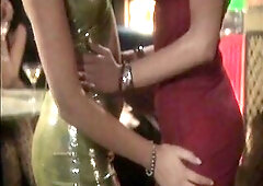 Lesbo bar maids masturbate in trio