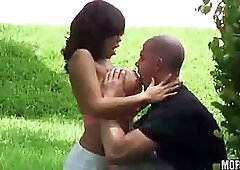 Tight skirts and tops get this Latina lots and lots of hard outdoor love