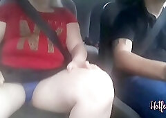 Chubby MILF getting ready in the Taxi