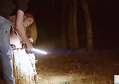 Spanked and anally probed in the forest