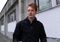 Skinny ginger riding a guy's stiff penis in POV