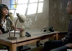 Asian shemale boss fucking worker