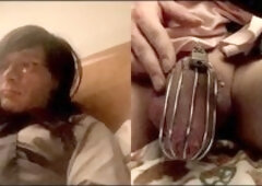 Amateur sissy, small tits solo