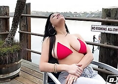 BJRAW Mona Azar deepthroats and gags on his rod