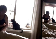 In a brassiere and belt, of course, ha-ha-ha