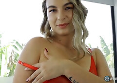 Lia Tovar is a Colombian cutie who looks amazing in sheer red lingerie, but even better nude with a dildo in a bubble bath.