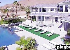 Recent shy pair jumped into group sex in a red room in a Playboy mansion with other swinger couples after a music chairs