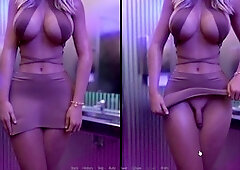 Mature trans woman takes a guy's load in her mouth