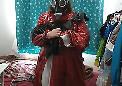 Sissy Maid Gasmask Breathplay Crimson Sundress Electro-Hitachi