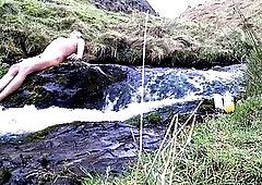 Half hour 2C waterfall naked with shivering