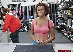 Hot babe fucks doggystyle on the office table