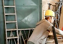 wood shop worker-sports his-own wood for chocolate playgirl