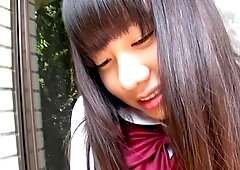 Naughty japanese teen model enjoys outdoor blowjob and sex