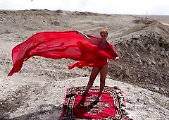 On Top of Hill with Red Flag