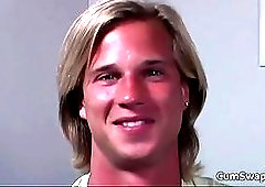 Cute blonde dude gets to suck stiff rod and fuck up tight butt 1