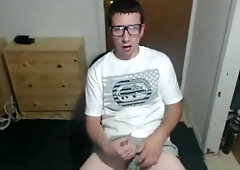 Cute nerdy boy cum to face on webcam 5