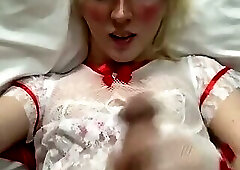 Trans Nurse Self Facial, Fingering and Jerking Off