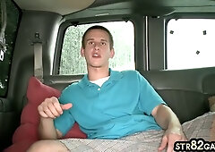 Hairy perverted dude at str8 casting talks about gay action