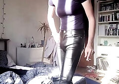 Trans smokin' in leather pant