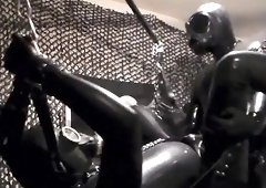 Kinky gay lovers in latex indulge in hardcore sex action