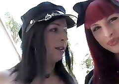 Tranny cop Bailey Jay arrests Domino Presley and bangs her ass