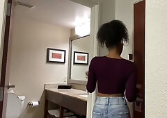 Tattooed ebony woman shares a steaming jacuzzi under the stars