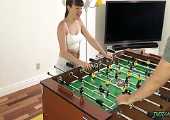 Luna Rival goes deep on camera after a foosball game turns intimate